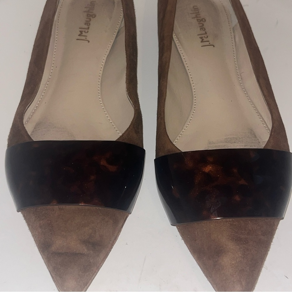 J McLaughlin Mallory brown Tortoise Suede Pointed Toe Flats Size 8.5 - Picture 3 of 11